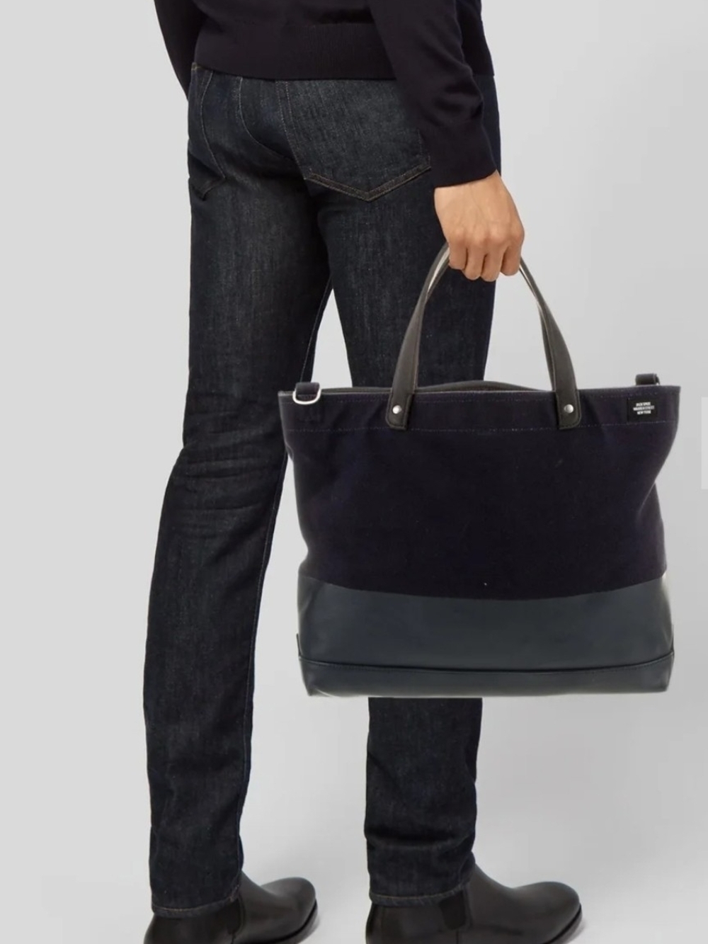 Jack Spade Warren Street Tote Bag Canvas with Black Leather Trim